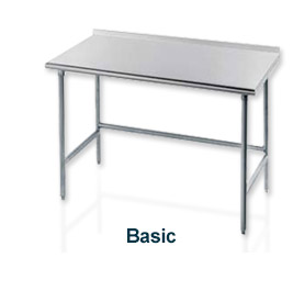 Work Table, 30"D Top With Turned Up Edge At Rear, 84"W, With Galvanized Legs, Side & Rear Crossrails
