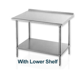 Work Table, 30"D Top W/Turned Up Edge At Rear, 84"W, W/Adjustable Undershelf, S/S Frame